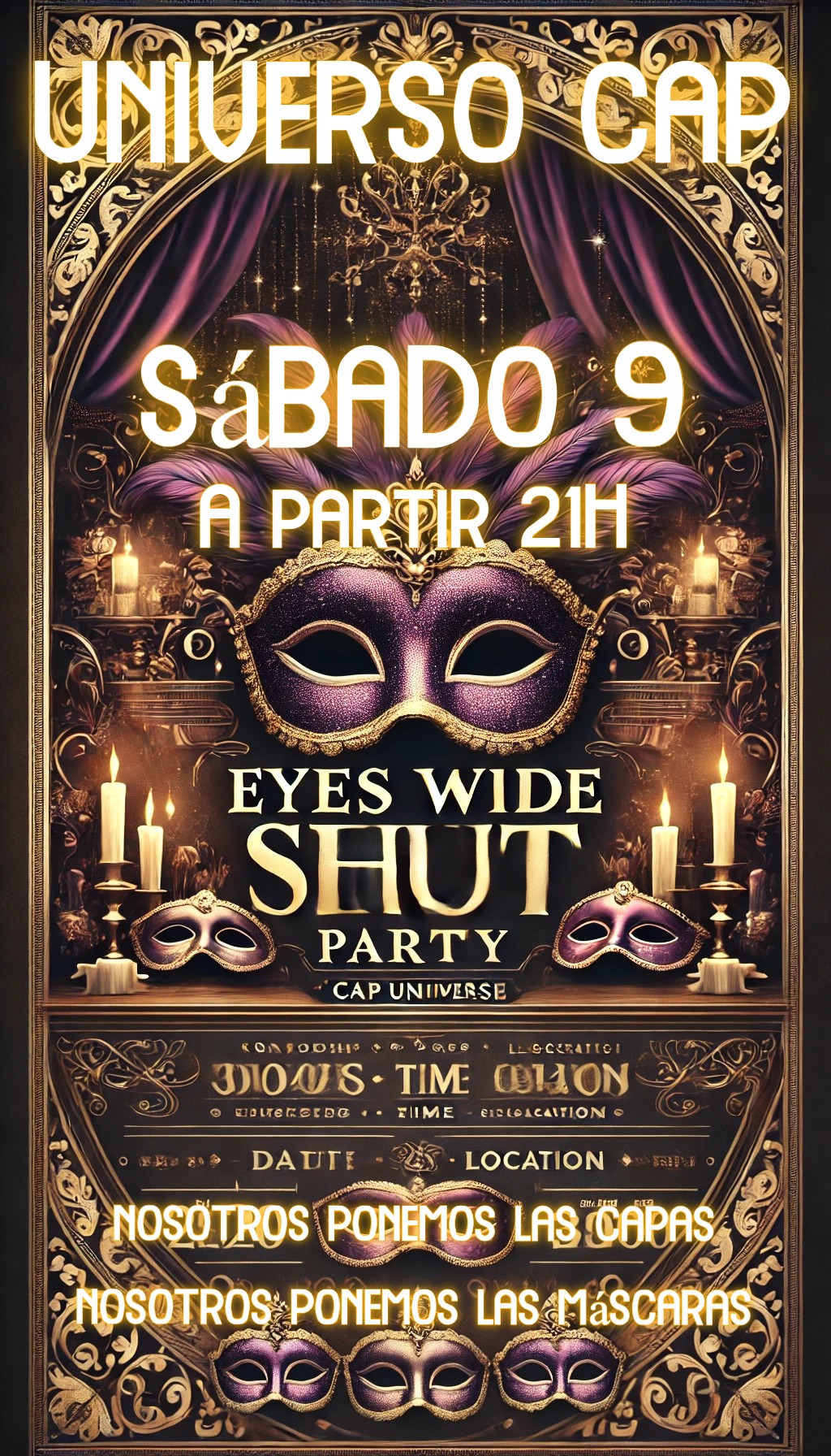 ¡¡¡¡FIESTA EYES WIDE SHUT EN UNIVERSO CAP. NOSOTROS PONEMOS LAS CAPAS Y LAS MÁSCARAS!!!!